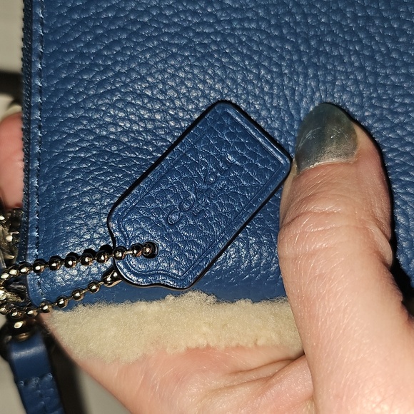 Coach Blue Wristlet with Shearling Trim - Picture 4 of 13